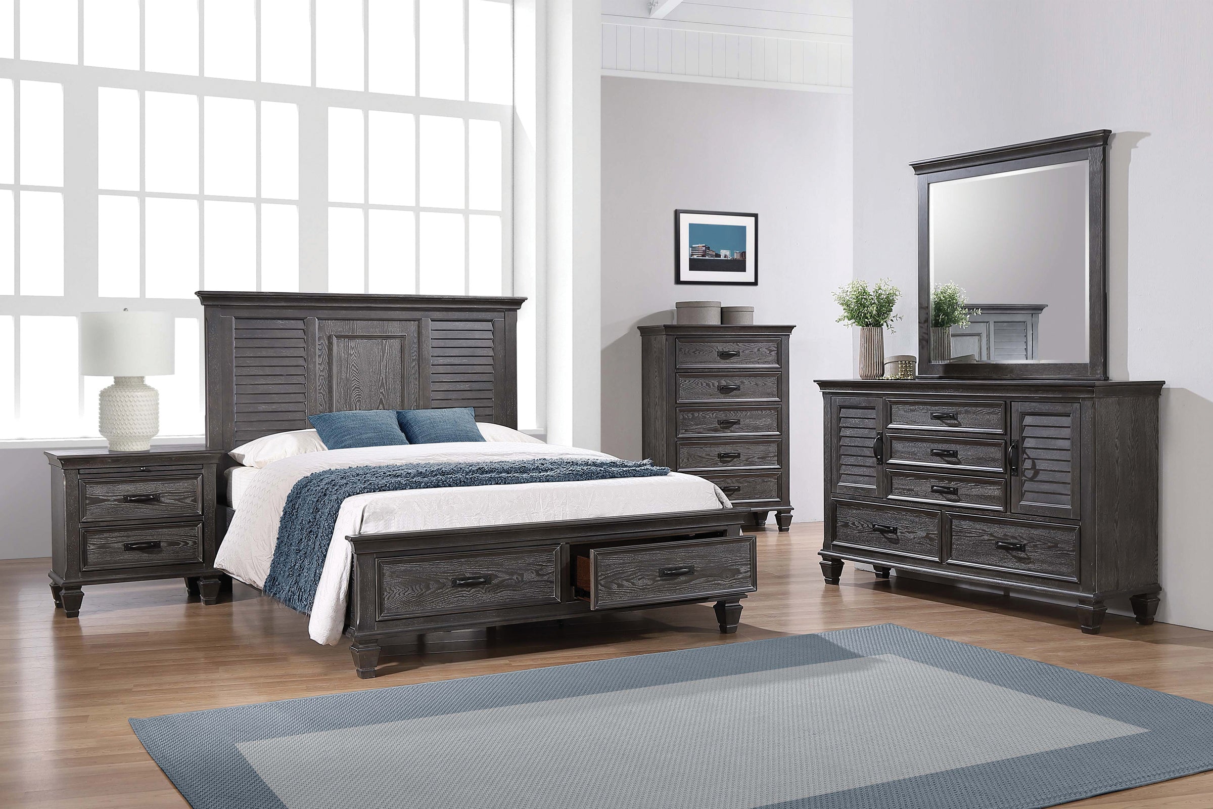 Franco 4-piece Eastern King Storage Bedroom Set Weathered Sage