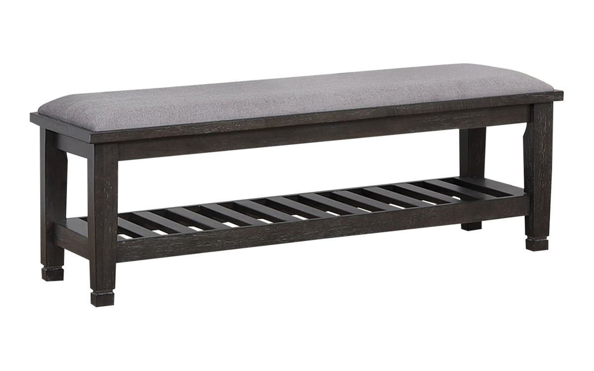 Franco Upholstered Bench with Slatted Shelf Weathered Sage