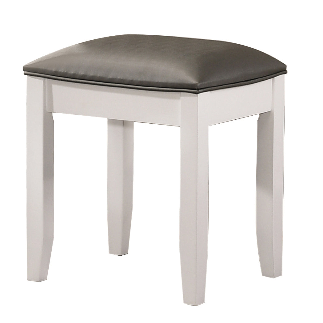 Barzini Upholstered Vanity Stool Metallic and White