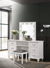 Barzini 7-drawer Vanity Desk with Lighted Mirror White