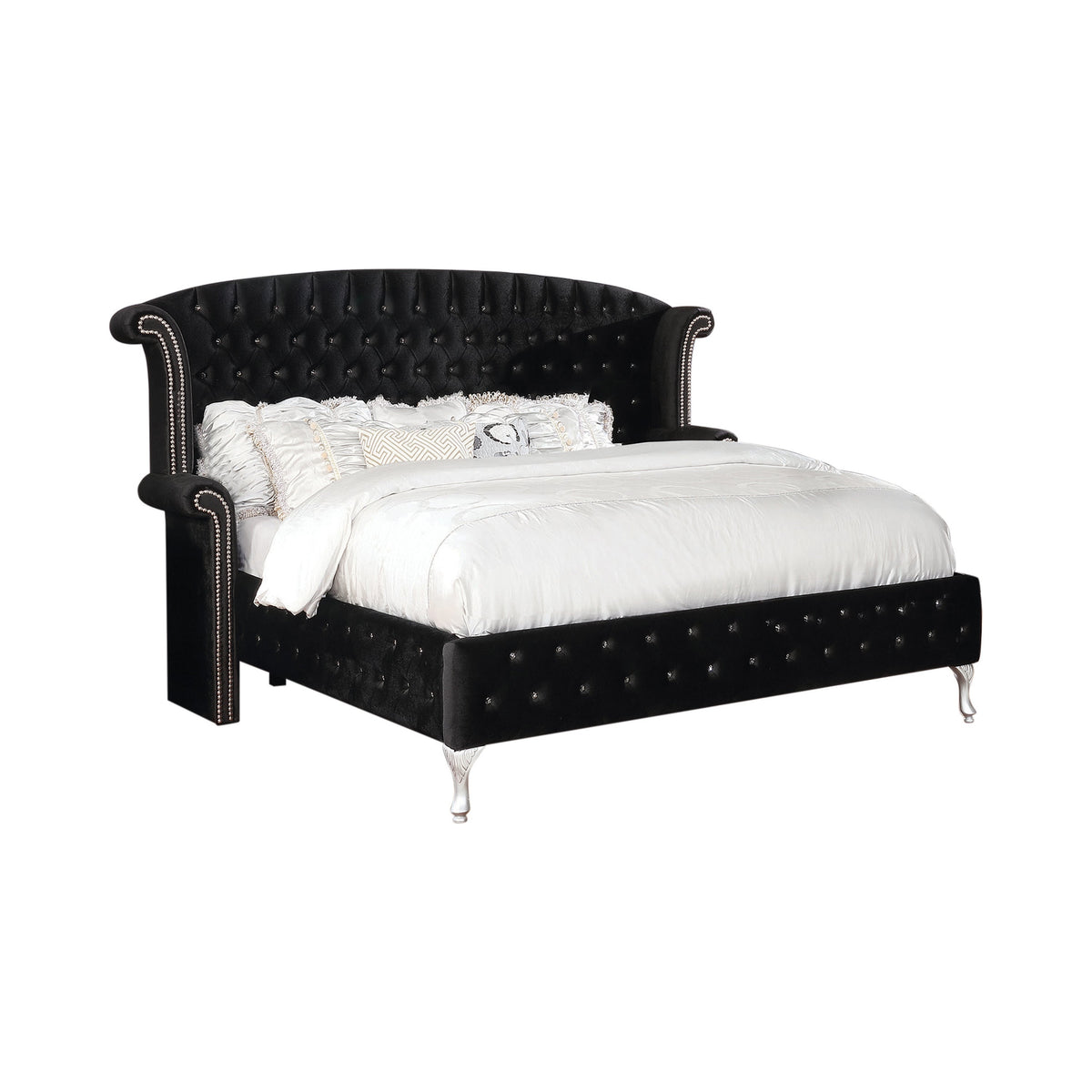 Deanna Eastern King Tufted Upholstered Bed Black