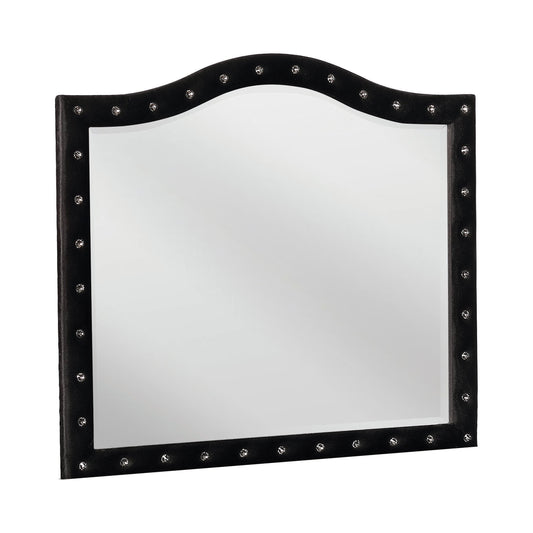 Deanna Button Tufted Mirror Black