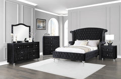 Deanna Button Tufted Mirror Black