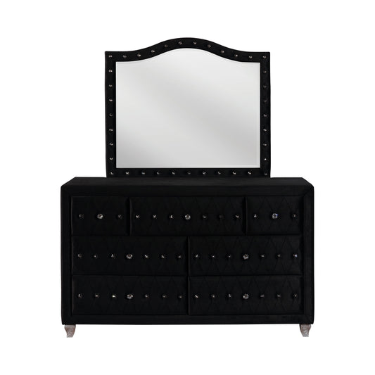 Deanna Button Tufted Mirror Black