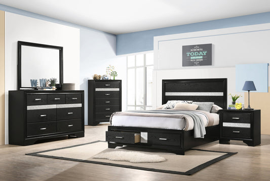 Miranda 4-piece Full Storage Bedroom Set Black