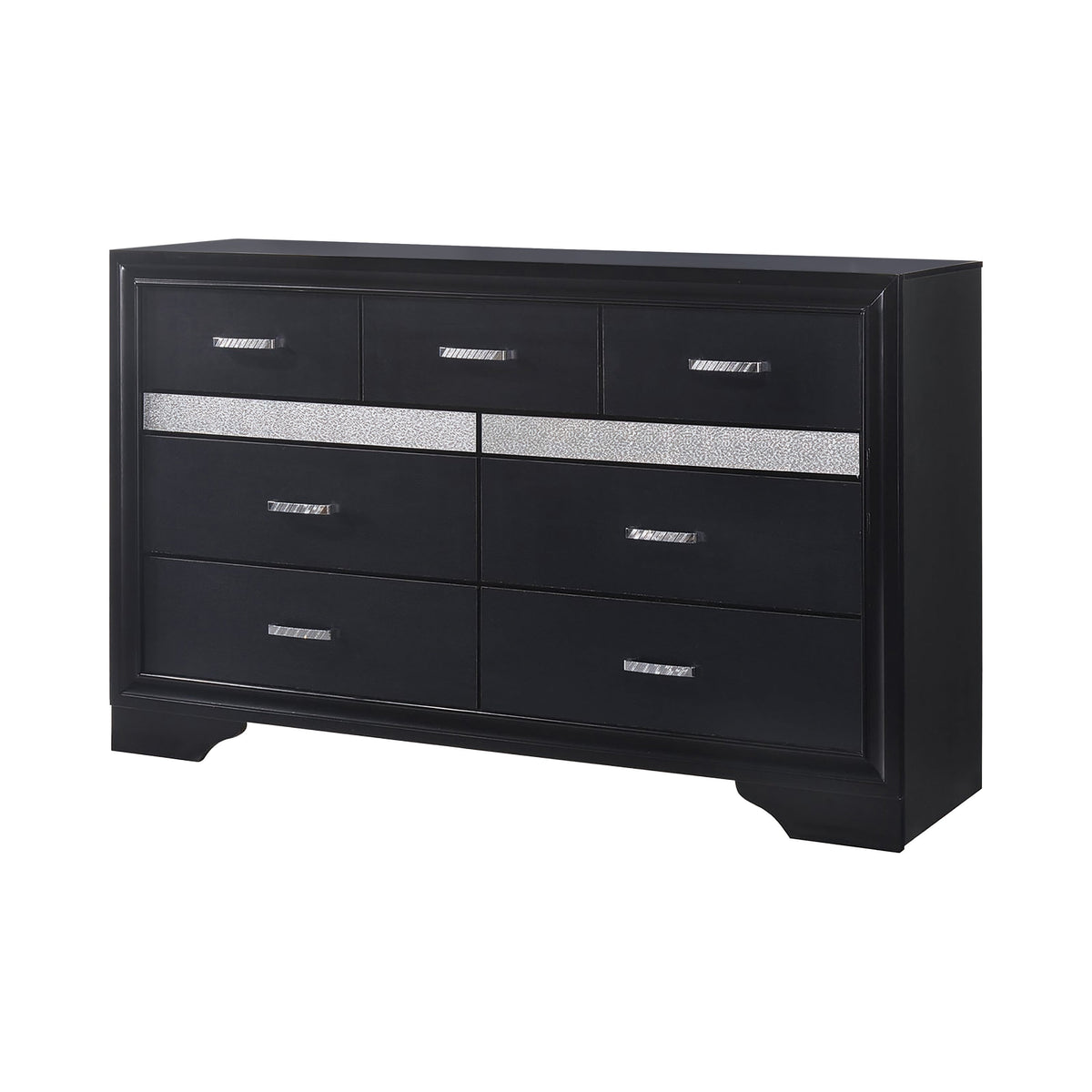 Miranda 7-drawer Dresser Black and Rhinestone