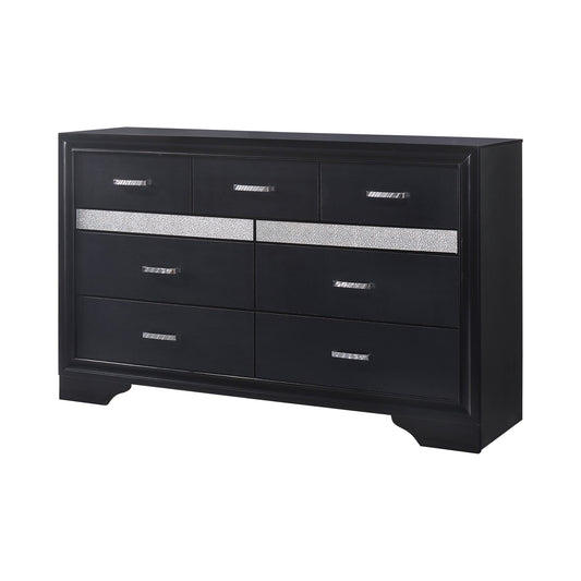 Miranda 7-drawer Dresser Black and Rhinestone