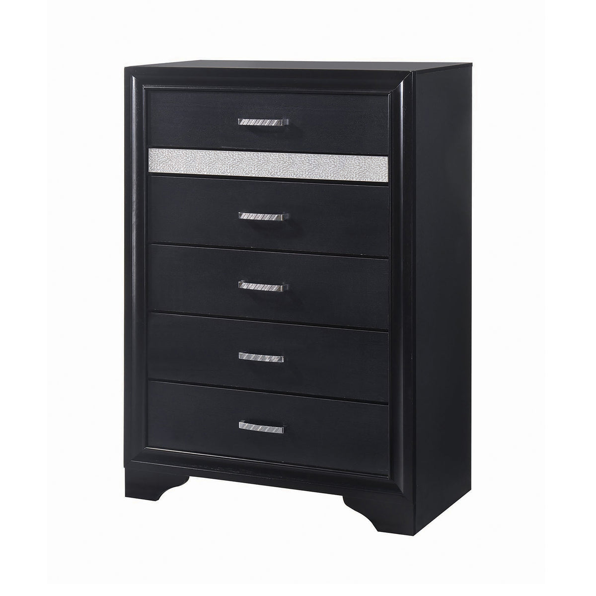 Miranda 5-drawer Chest Black and Rhinestone