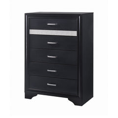 Miranda 5-drawer Chest Black and Rhinestone