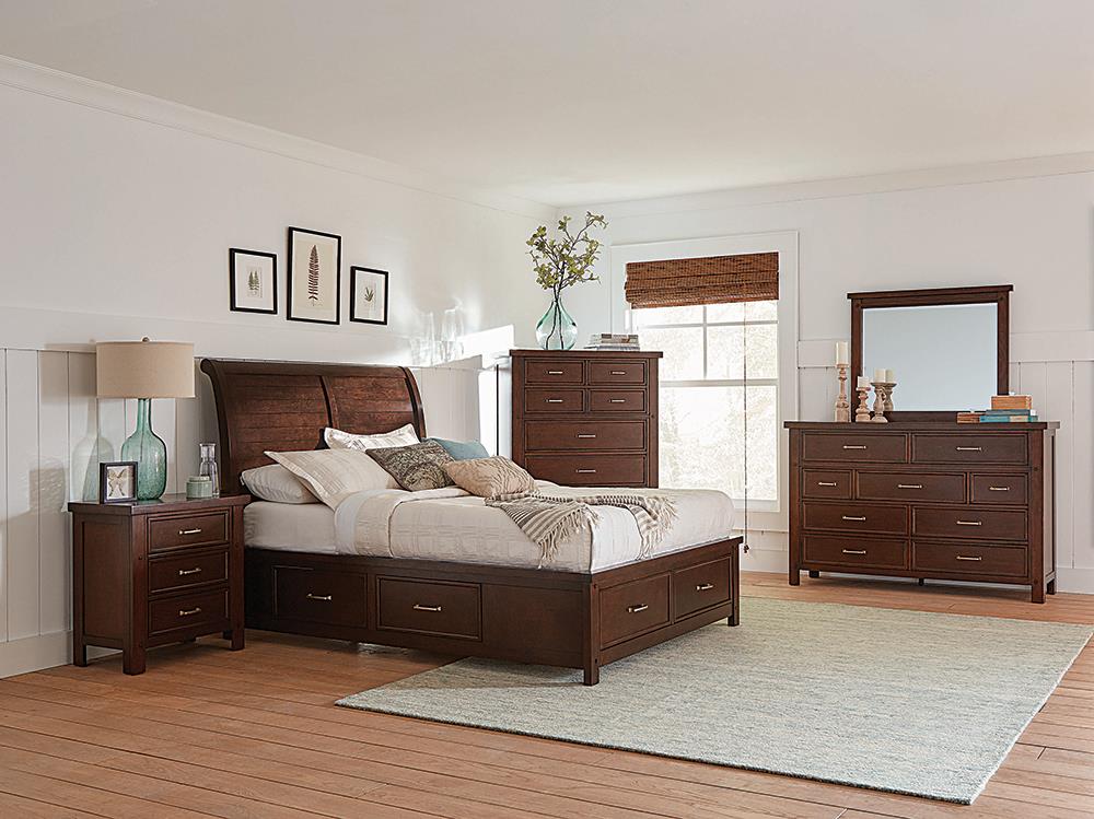 Deviny Barstow 4-Piece Eastern King Storage Bedroom Set Pinot Noir