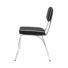 Retro Open Back Side Chairs Black and Chrome (Set of 2)