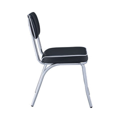 Retro Open Back Side Chairs Black and Chrome (Set of 2)