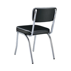 Retro Open Back Side Chairs Black and Chrome (Set of 2)