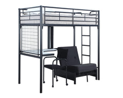 Jenner Twin Futon Workstation Loft Bed Black