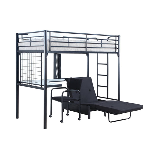 Jenner Twin Futon Workstation Loft Bed Black