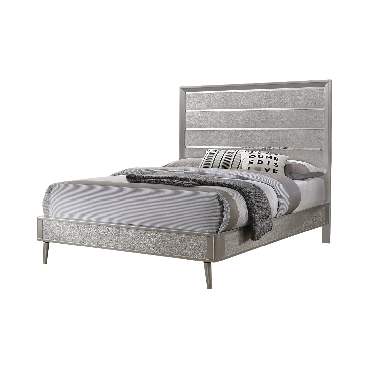 Ramon Queen Panel Bed Metallic Sterling