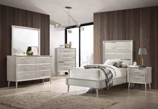 Elly-Mae Ramon 5-Piece Twin Panel Bedroom Set Metallic Sterling