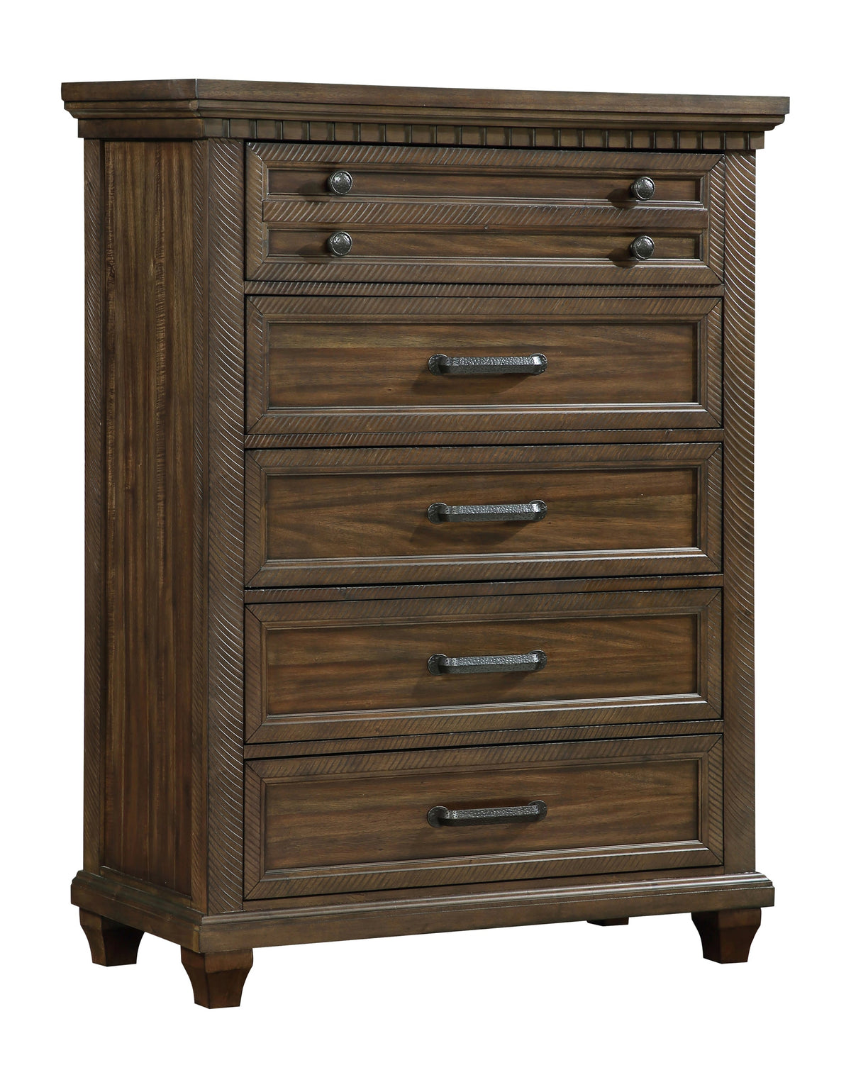 Bennington Rectangular 5-drawer Chest Acacia Brown