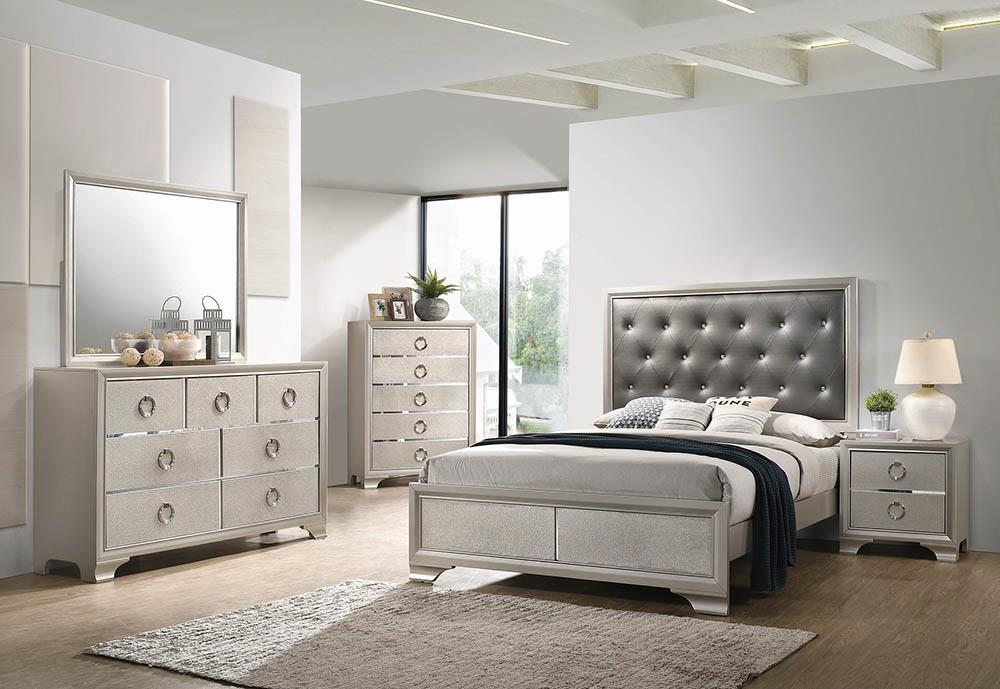 Fellgren Salford 4-Piece Eastern King Bedroom Set Metallic Sterling