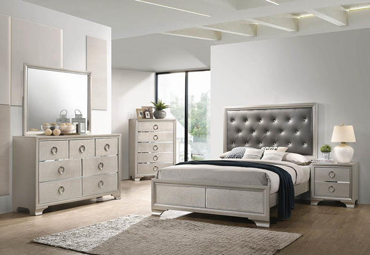 Kiryak Salford 5-Piece Eastern King Bedroom Set Metallic Sterling