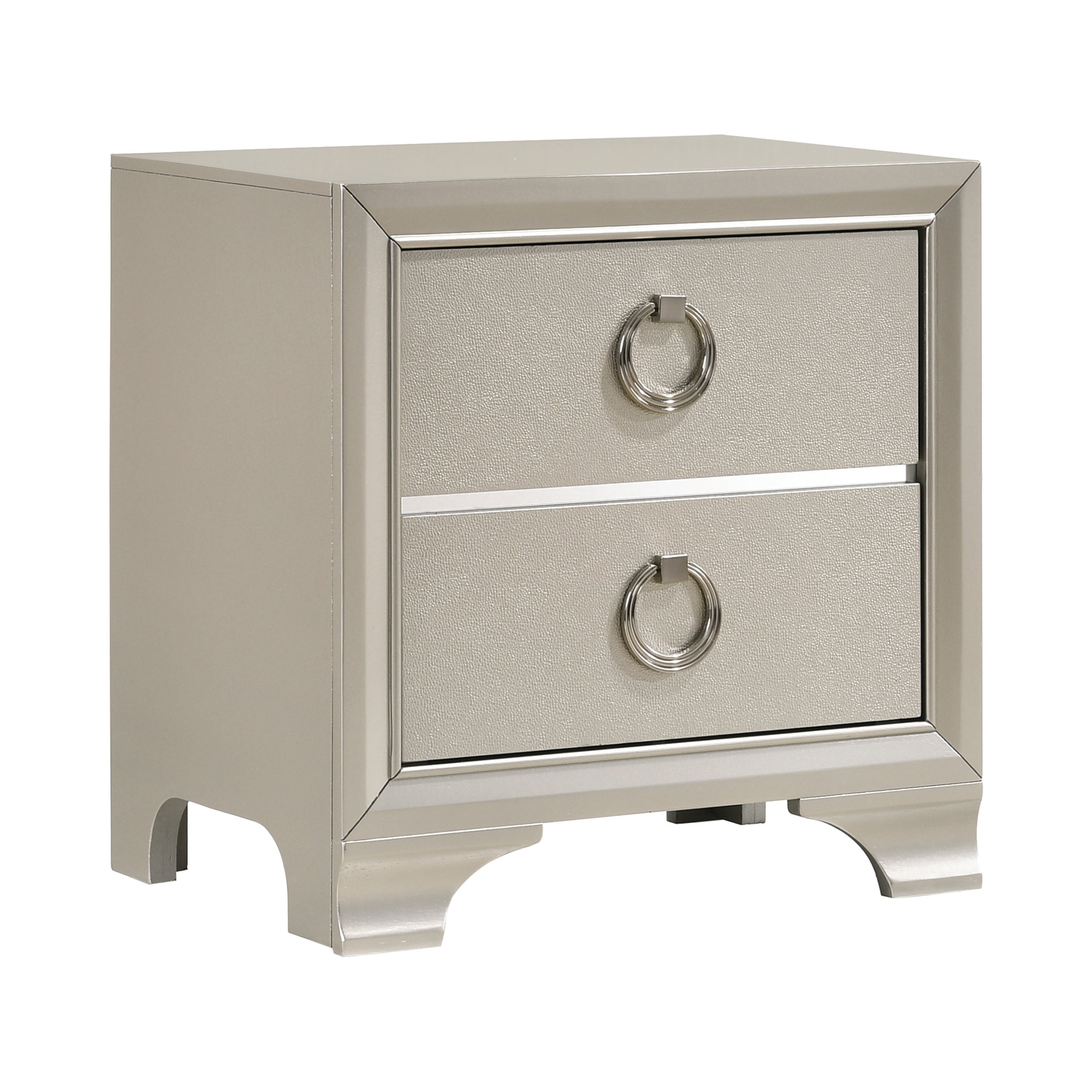 Salford 2-drawer Nightstand Metallic Sterling