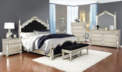 Manjari Heidi 5-Piece Queen Tufted Upholstered Bedroom Set Metallic Platinum