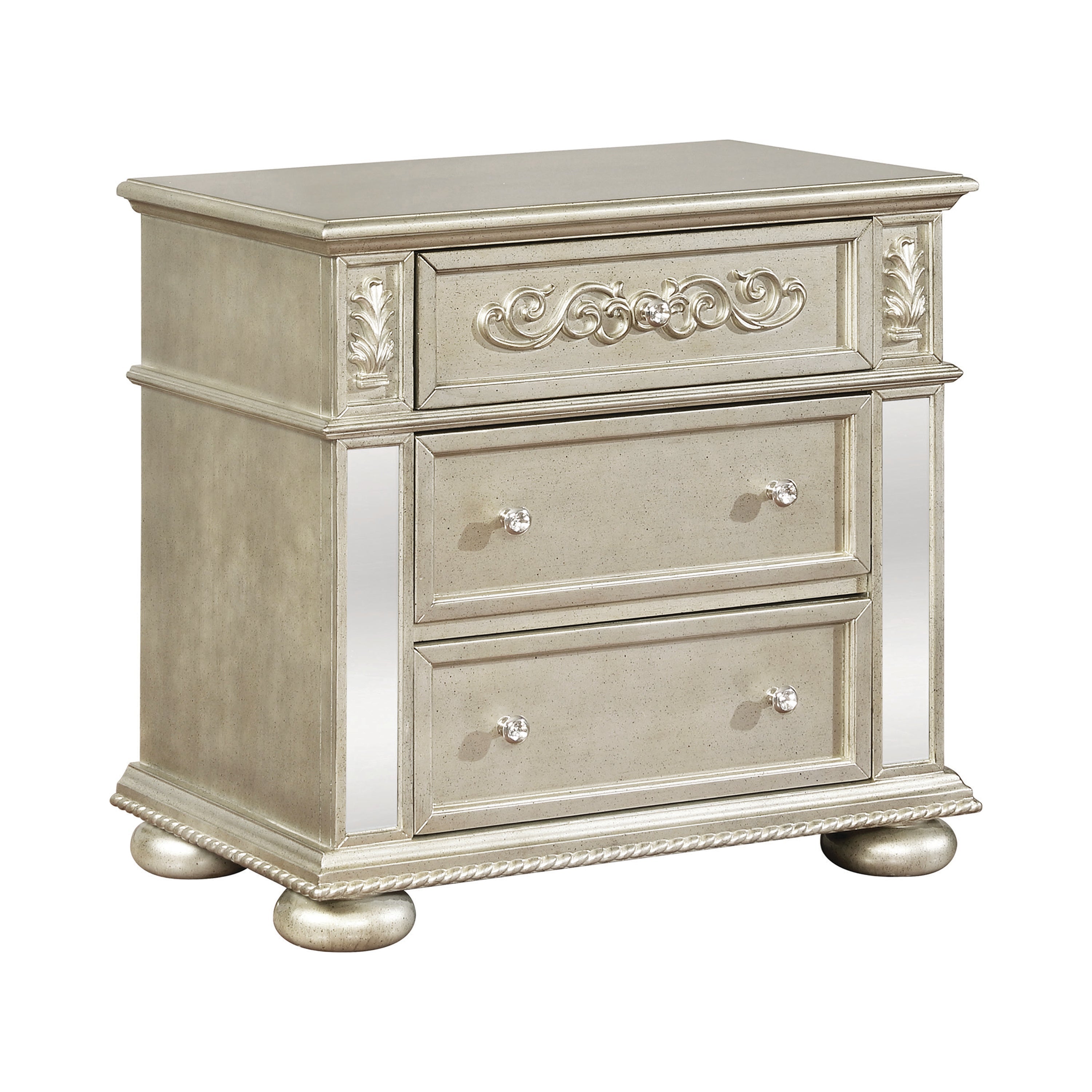 Heidi 3-drawer Nightstand Metallic Platinum