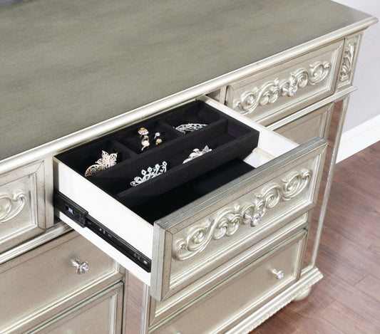 Heidi 9-drawer Dresser Metallic Platinum