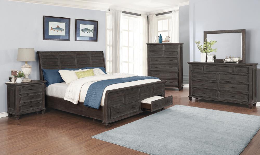 Nashla Atascadero 4-Piece Eastern King Storage Bedroom Set Weathered Carbon