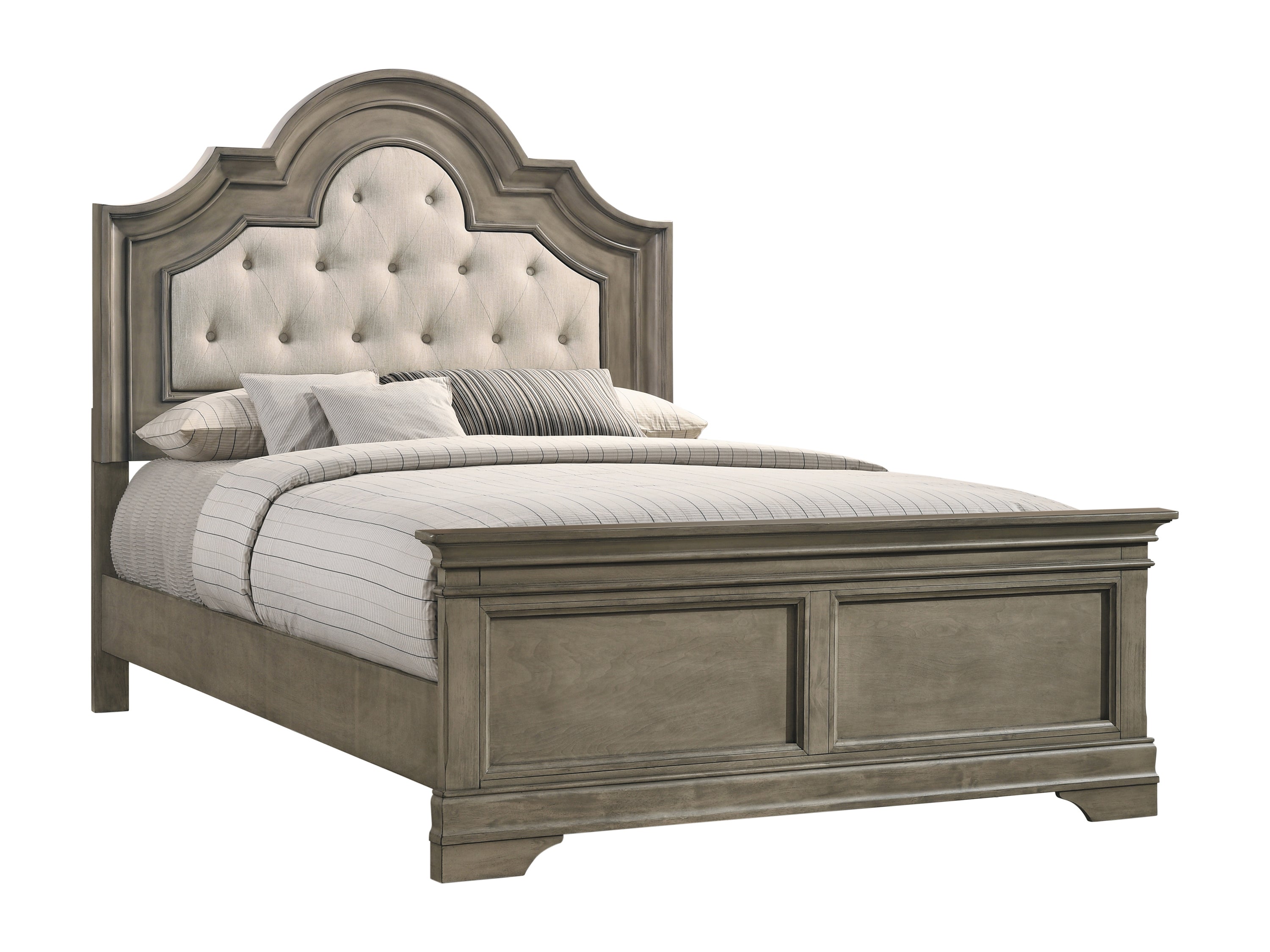 Manchester Bedroom Set with Upholstered Arched Headboard Wheat