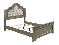 Manchester Bed with Upholstered Arched Headboard Beige and Wheat