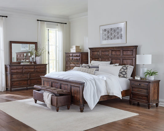 Avenue Eastern King Panel Bed Weathered Burnished Brown