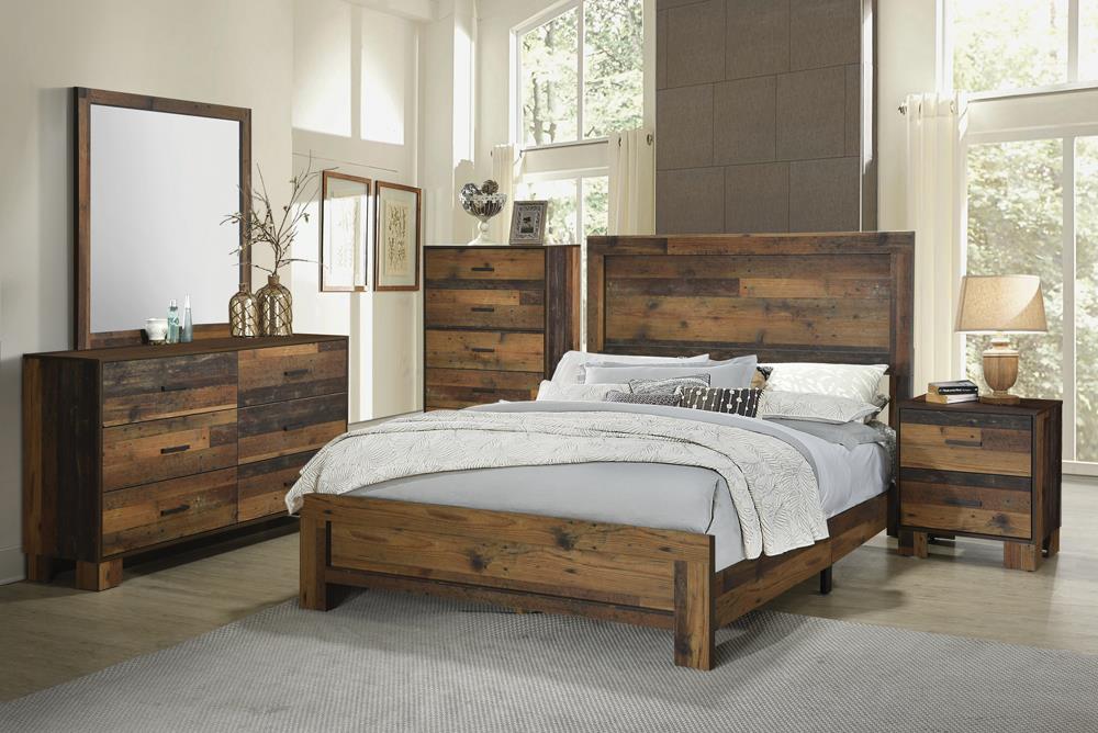 Angeleca Sidney 5-Piece Eastern King Panel Bedroom Set Rustic Pine