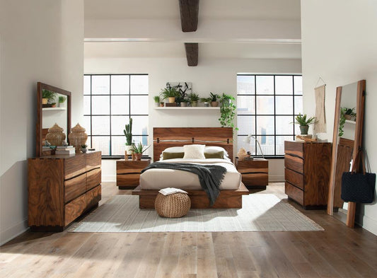 Fidelas Winslow 4-Piece Eastern King Bedroom Set Smokey Walnut