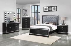 Eleanor Upholstered Tufted Bed Silver and Black