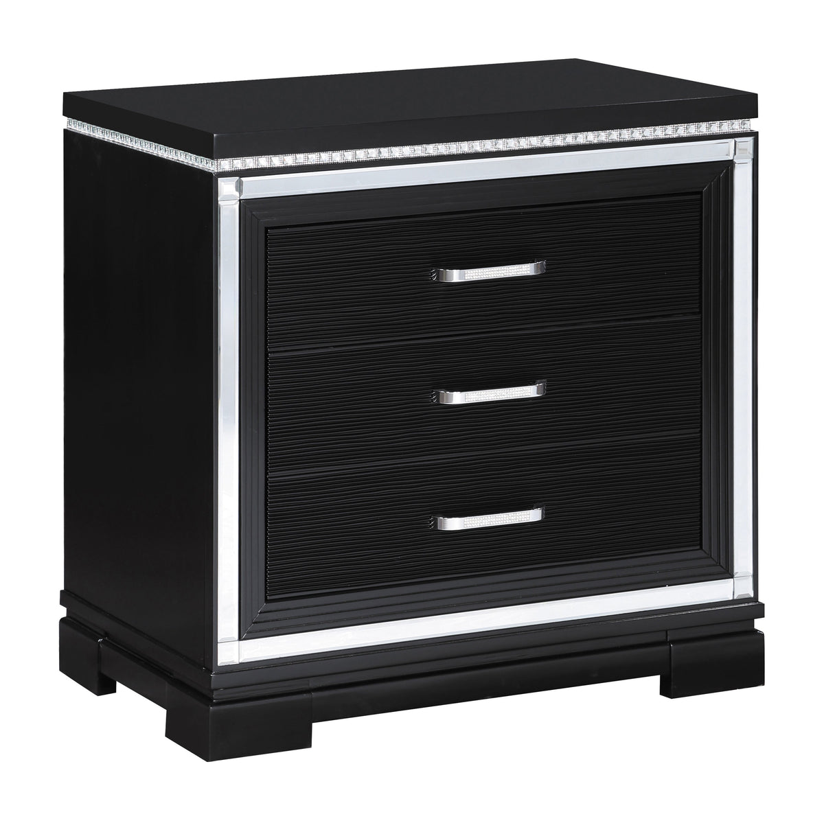 Eleanor Rectangular 3-drawer Nightstand Silver and Black