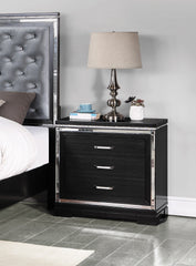 Eleanor Rectangular 3-drawer Nightstand Silver and Black