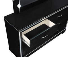 Eleanor Rectangular 6-drawer Dresser Silver and Black