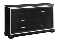 Eleanor Rectangular 6-drawer Dresser Silver and Black