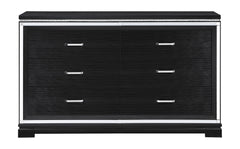 Eleanor Rectangular 6-drawer Dresser Silver and Black