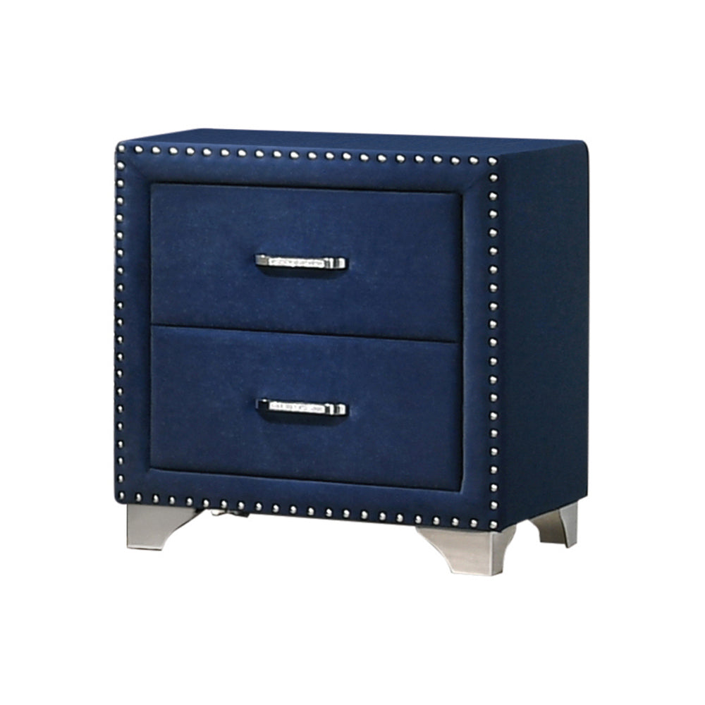 Melody 2-drawer Upholstered Nightstand Pacific Blue