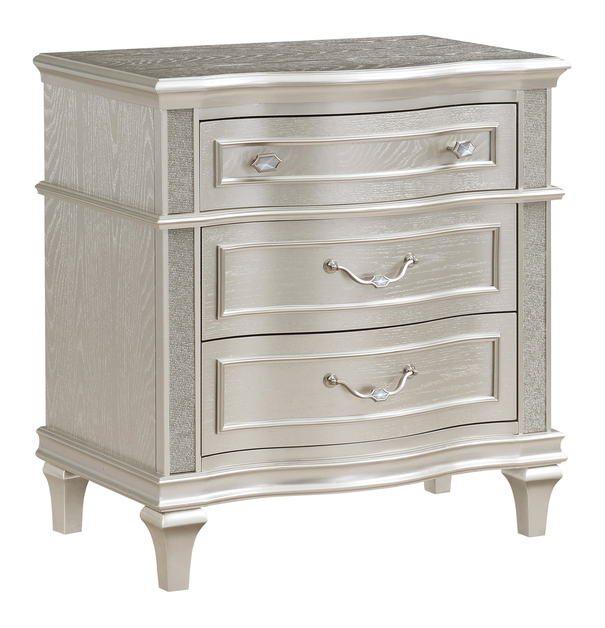 Evangeline 3-Drawer Nightstand Silver Oak