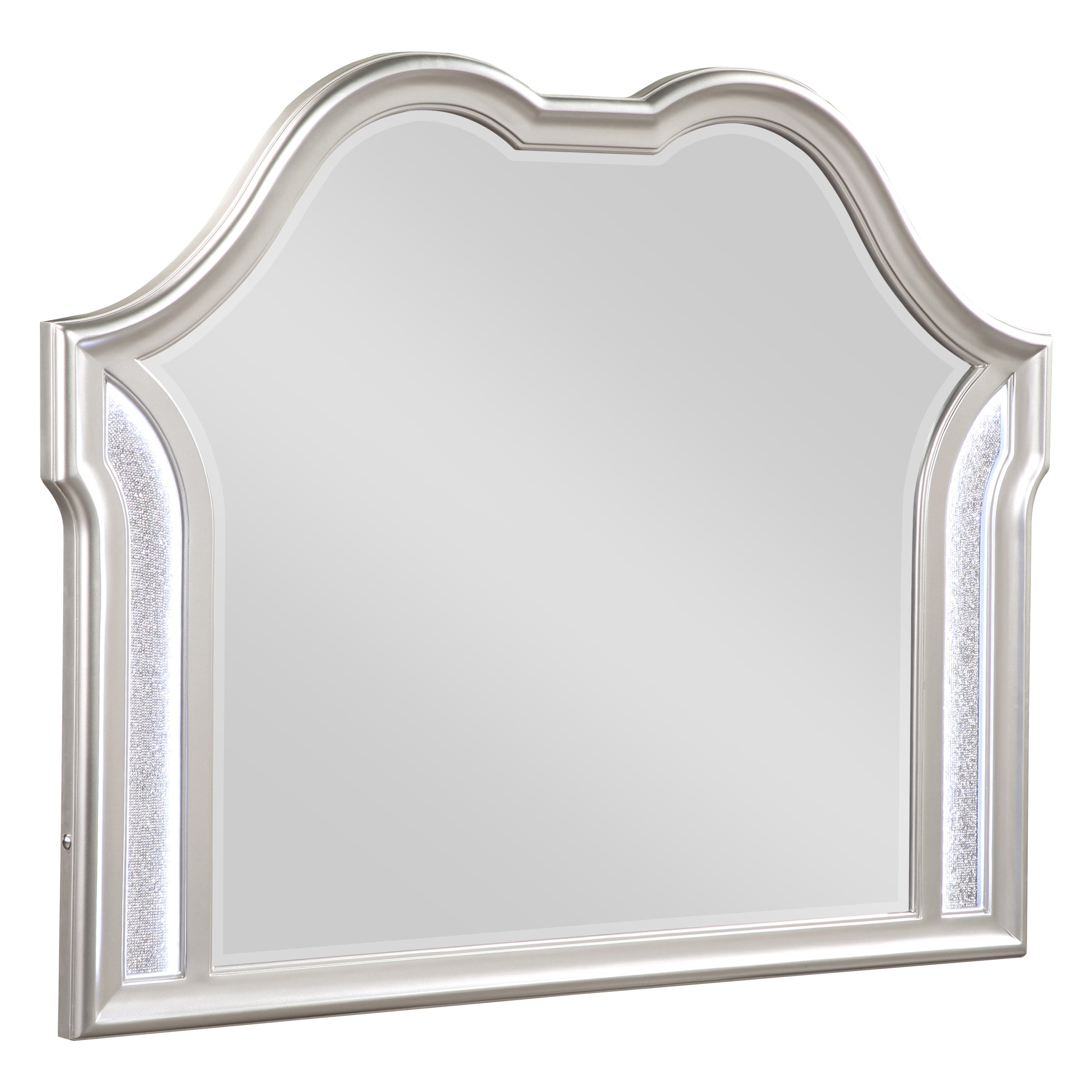 Evangeline Camel Top Dresser Mirror Silver Oak