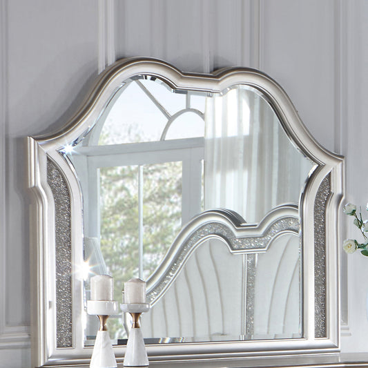 Evangeline Camel Top Dresser Mirror Silver Oak