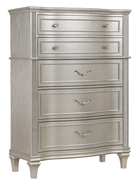 Evangeline 6-Drawer Chest Silver Oak