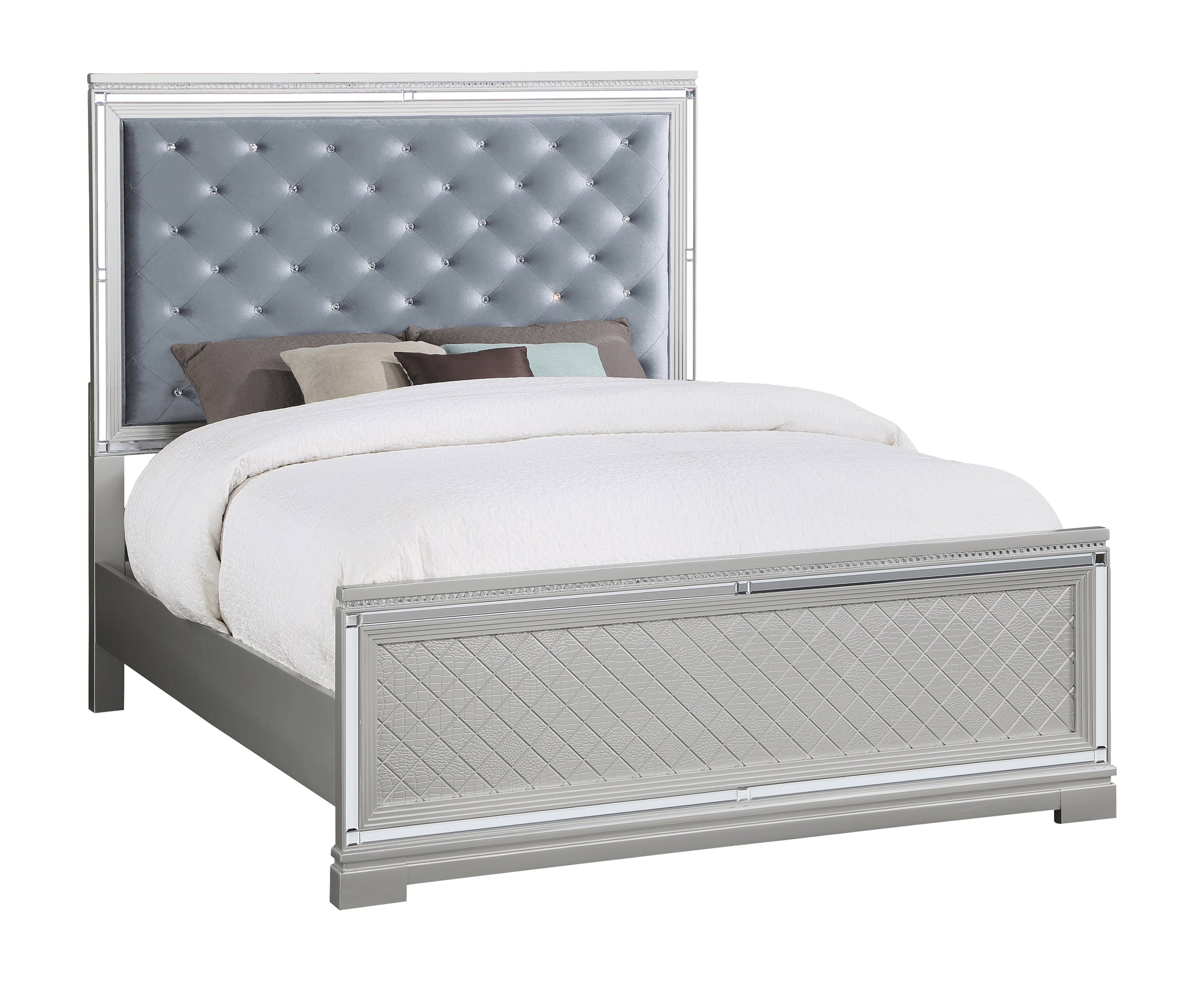 Eleanor Upholstered Tufted Bedroom Set Metallic