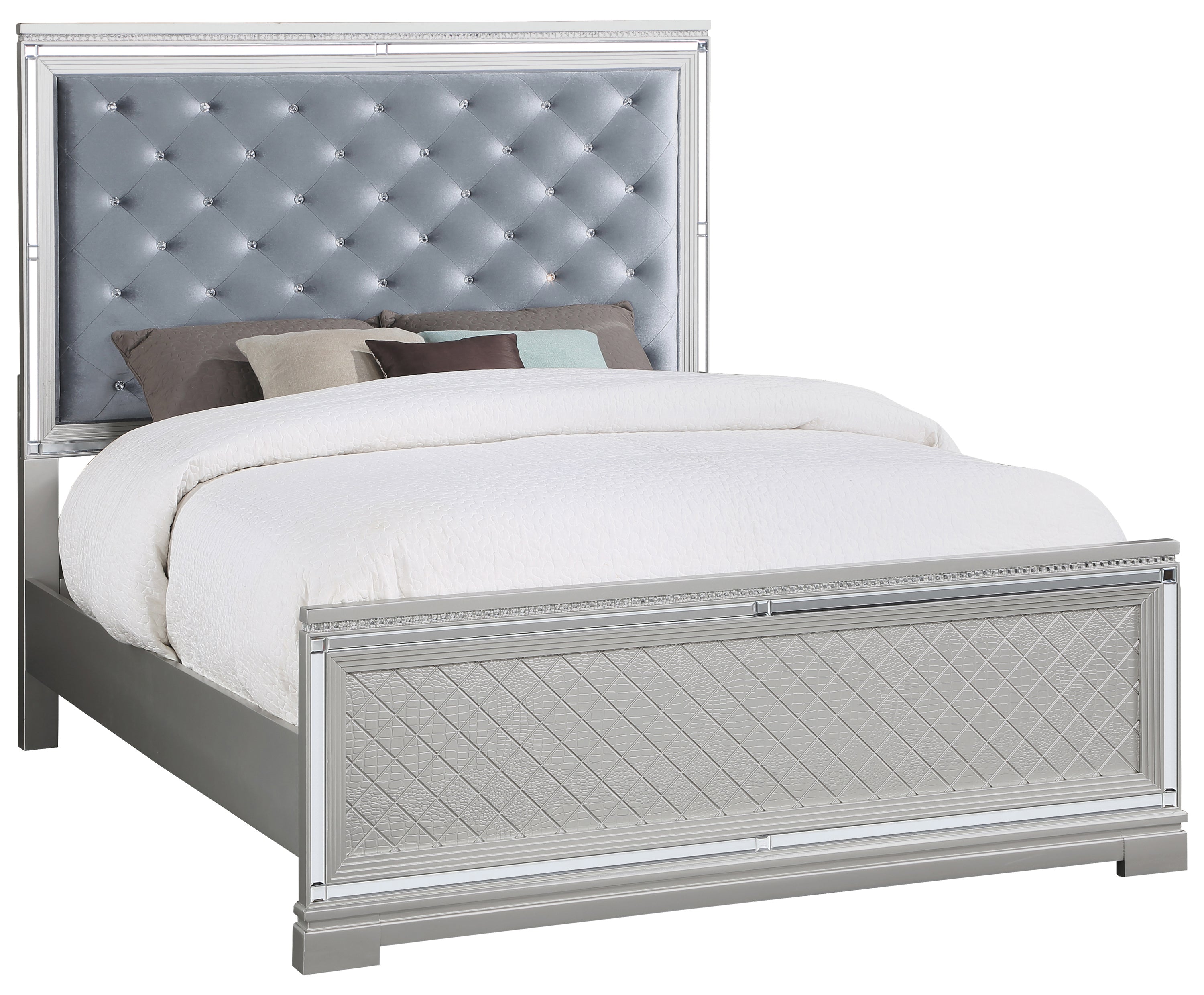 Eleanor Upholstered Tufted Bedroom Set Metallic