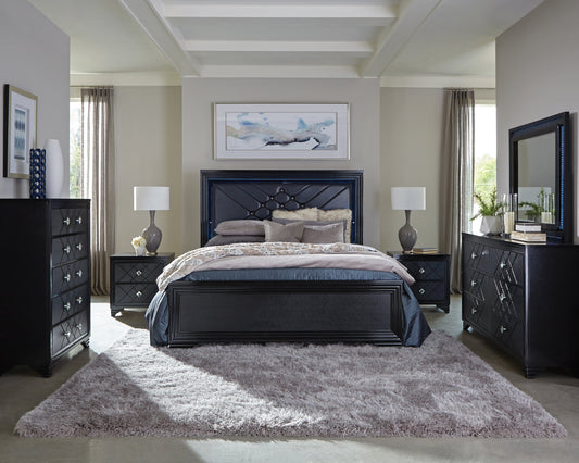 Penelope 5-piece Eastern King Bedroom Set Midnight Star and Black