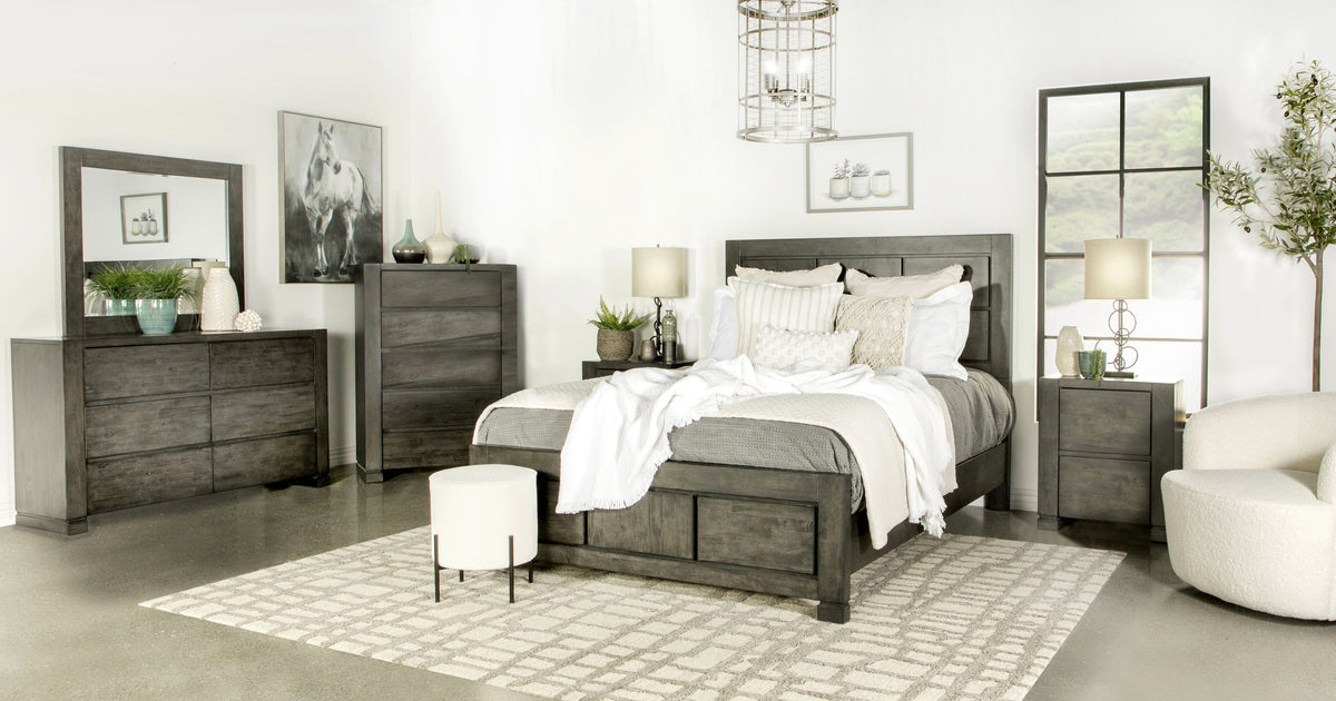 Lorenzo Rectangular Panel Bed Dark Grey