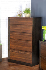 Azalia 5-drawer Chest Black and Walnut